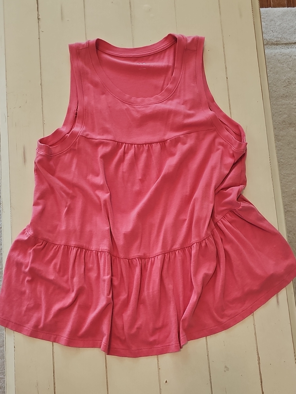 GAP Light Coral Pink Soft Cotton blend Summer Tiered Tank Top